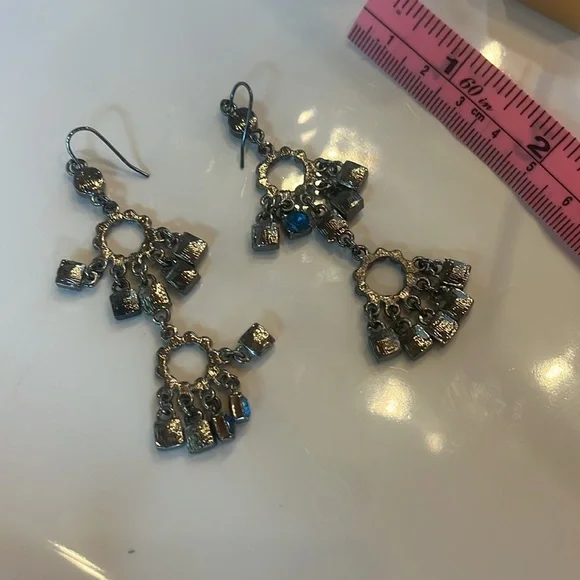 Elegant Blue Crystal Chandelier Earrings - Picture 6 of 7